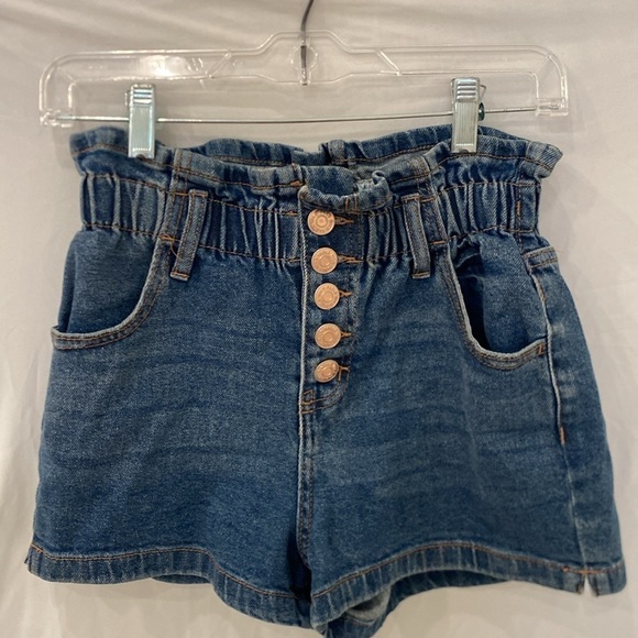 WILD FABLE Womens Button Fly Paper Bag High Elastic Waist Denim Shorts Xs - Picture 2 of 5